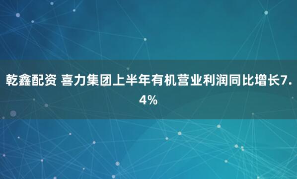 乾鑫配资 喜力集团上半年有机营业利润同比增长7.4%